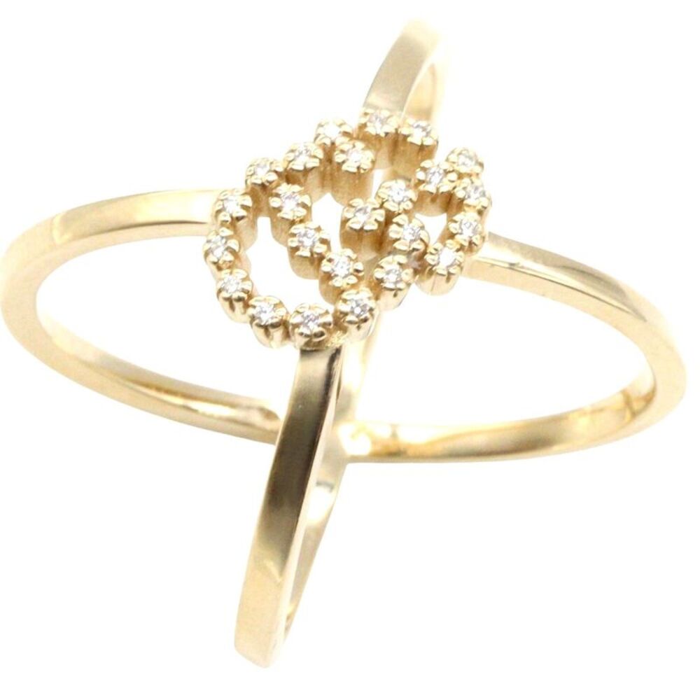 Gucci GG Running Cross Logo Diamond Ring K18 YG